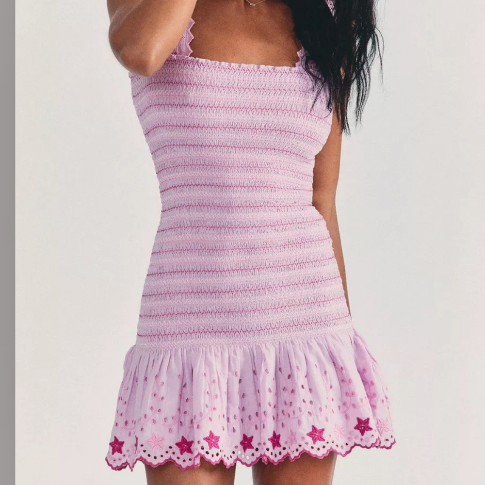 LoveShackFancy Lavender Fields Pink Jax Mini Dress
